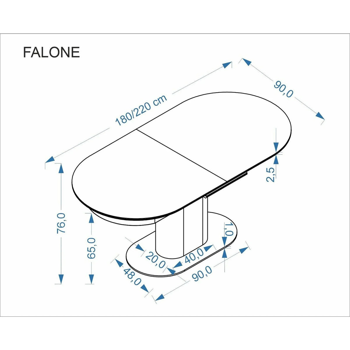 Masă dining Falone, detaliu