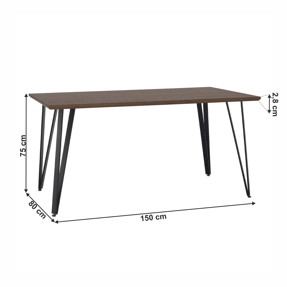 Masă dining Friado – schiță cu dimensiuni