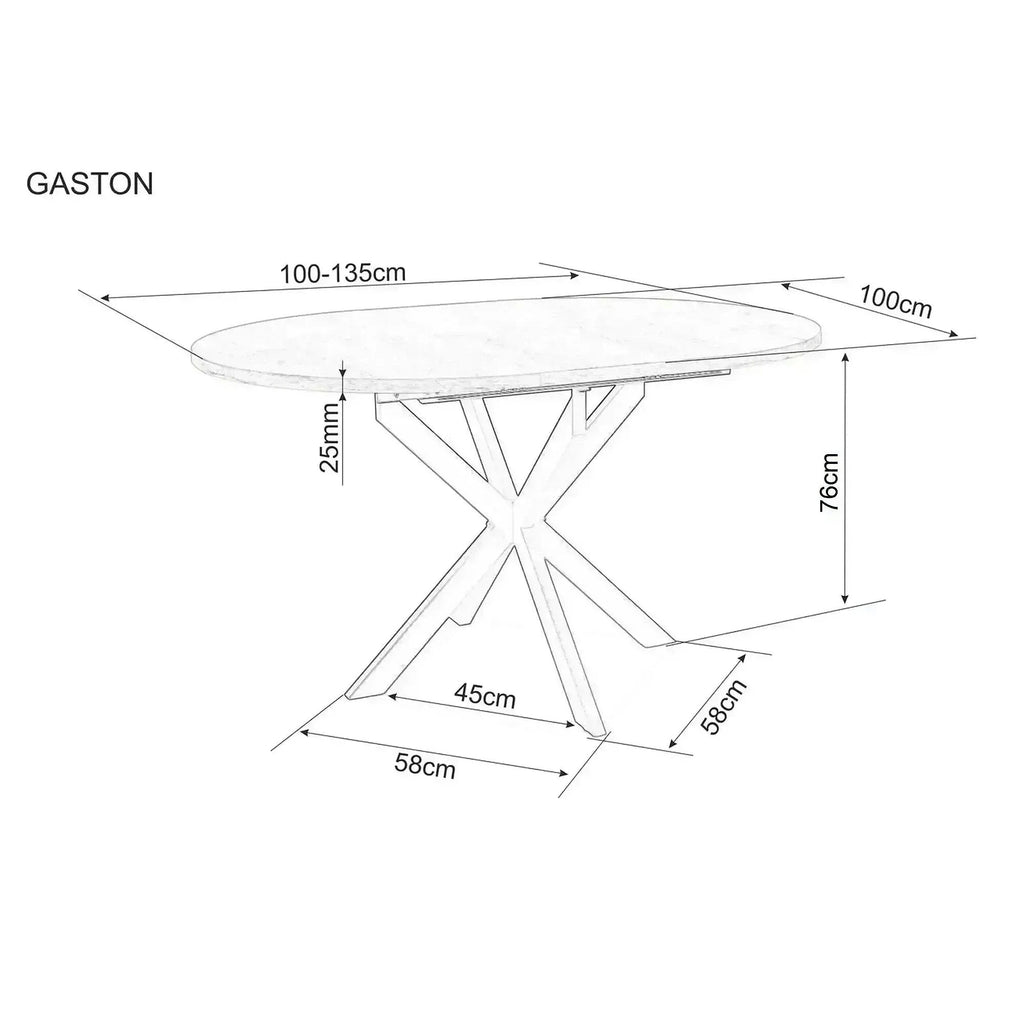 Masă dining Gaston – schiță cu dimensiuni