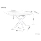 Masă dining Gaston – schiță cu dimensiuni