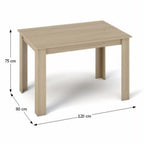 Masă dining Kraz – schiță cu dimensiuni