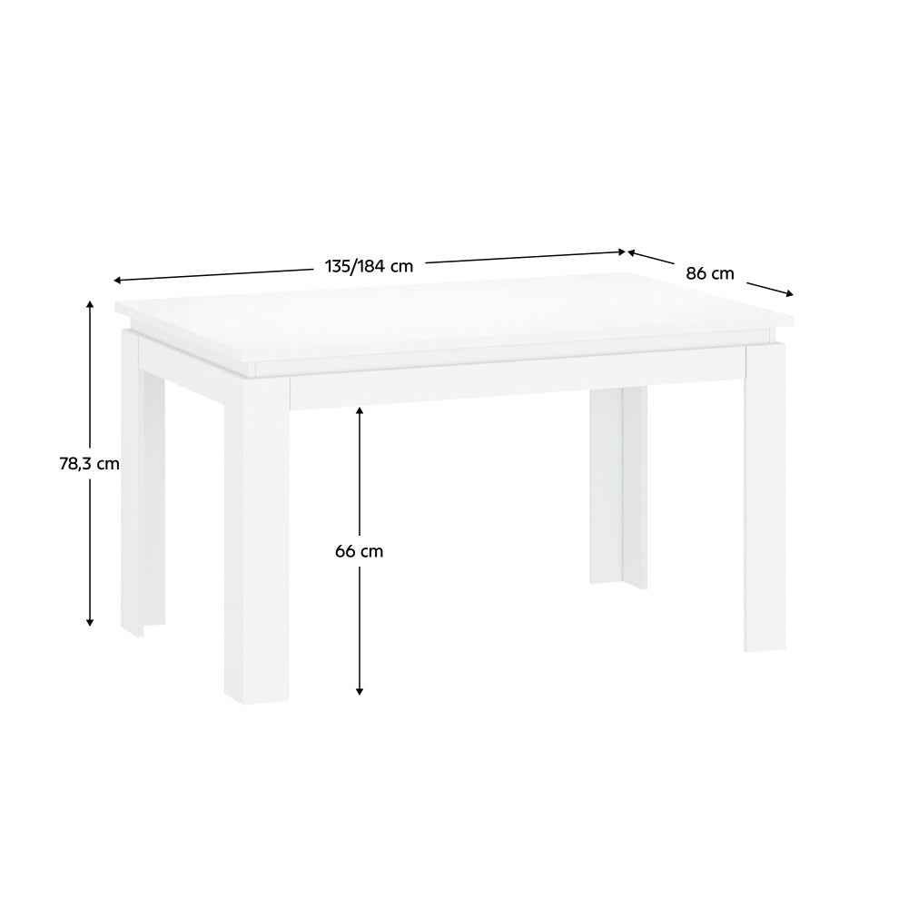 Masă dining Lindy – schiță cu dimensiuni