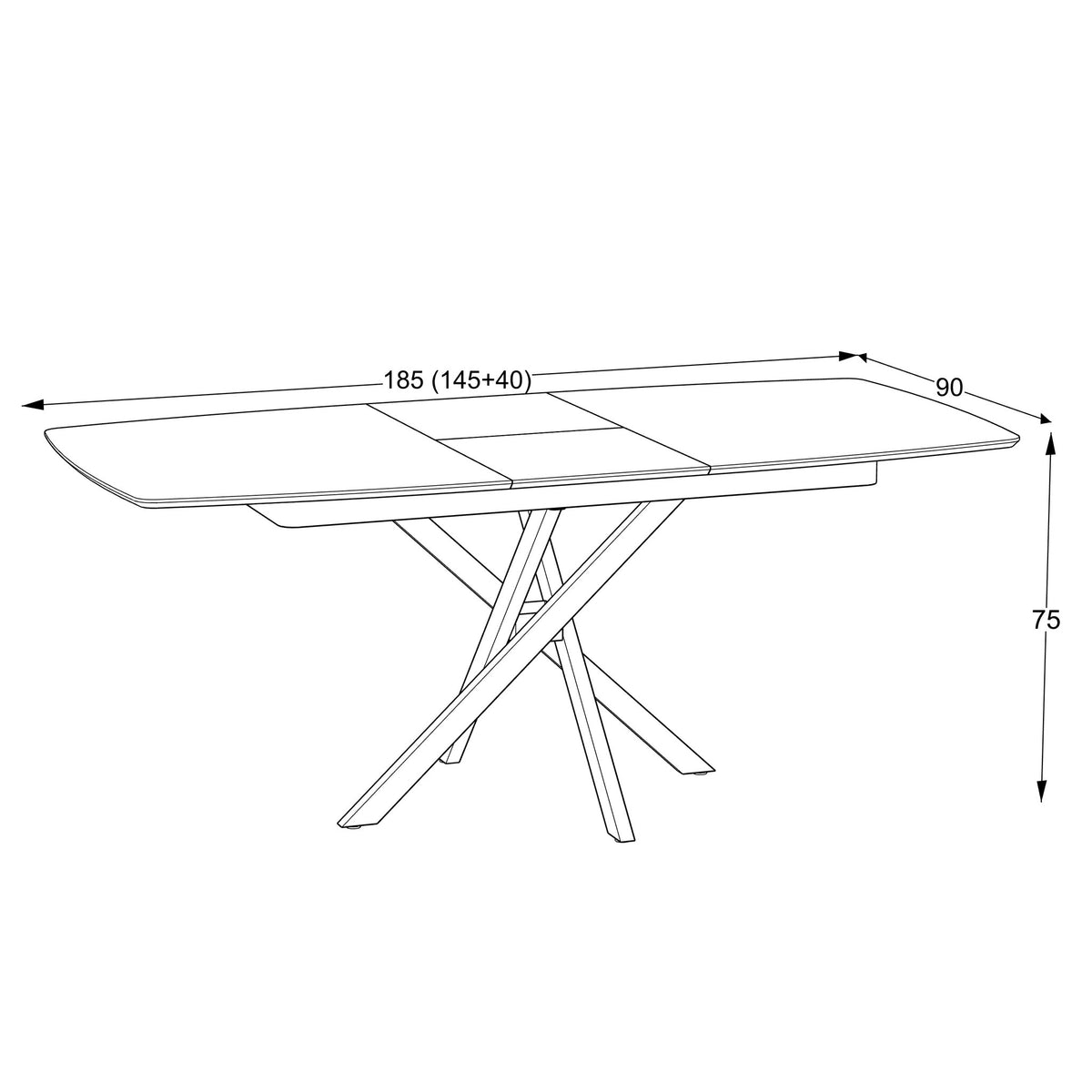 Masă dining Lisa – schiță cu dimensiuni