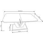 Masă dining Mistral – schiță cu dimensiuni