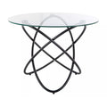 Masă dining Orbit, transparent și negru, vedere din față