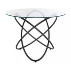 Masă dining Orbit, transparent și negru, vedere din față