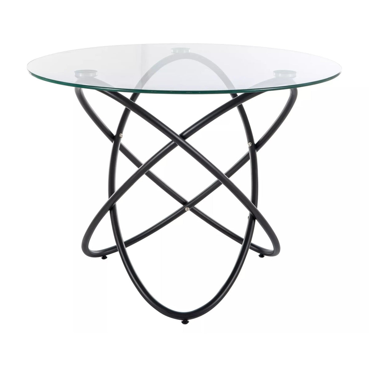 Masă dining Orbit, transparent și negru, vedere din față