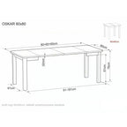 Masă dining Oskar – schiță cu dimensiuni