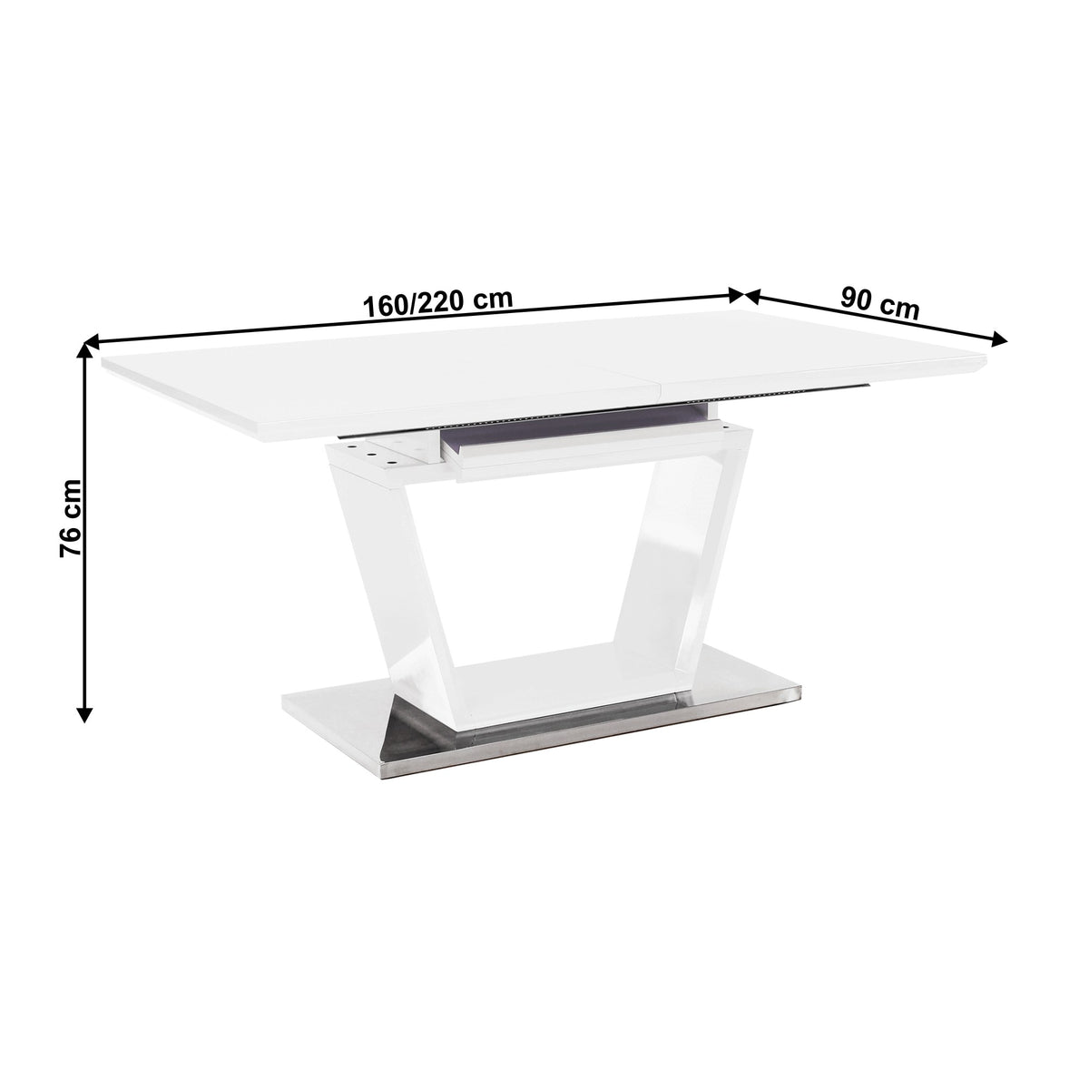 Masă dining Perak – schiță cu dimensiuni