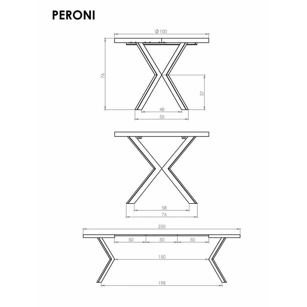 Masă dining Peroni, maro și bej, vedere din față