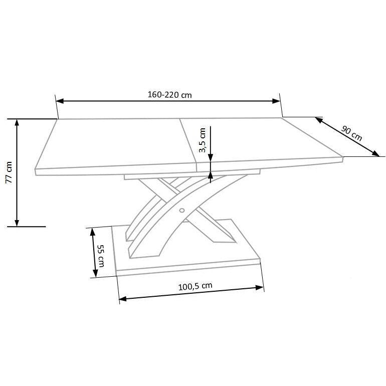 Masă dining Sandor – schiță cu dimensiuni