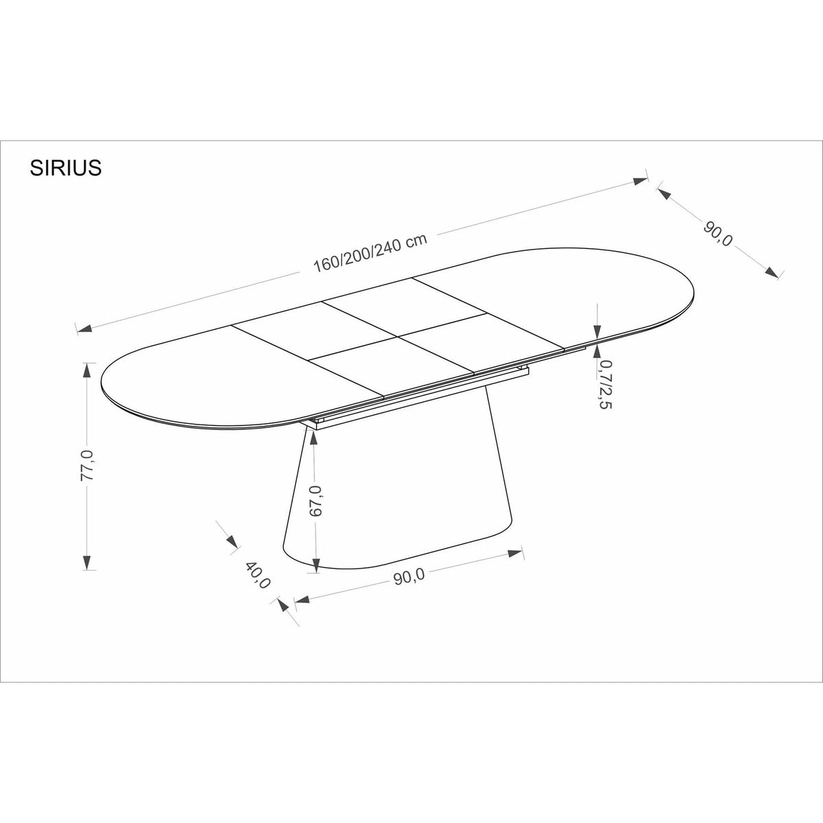 Masă dining Sirius, detaliu