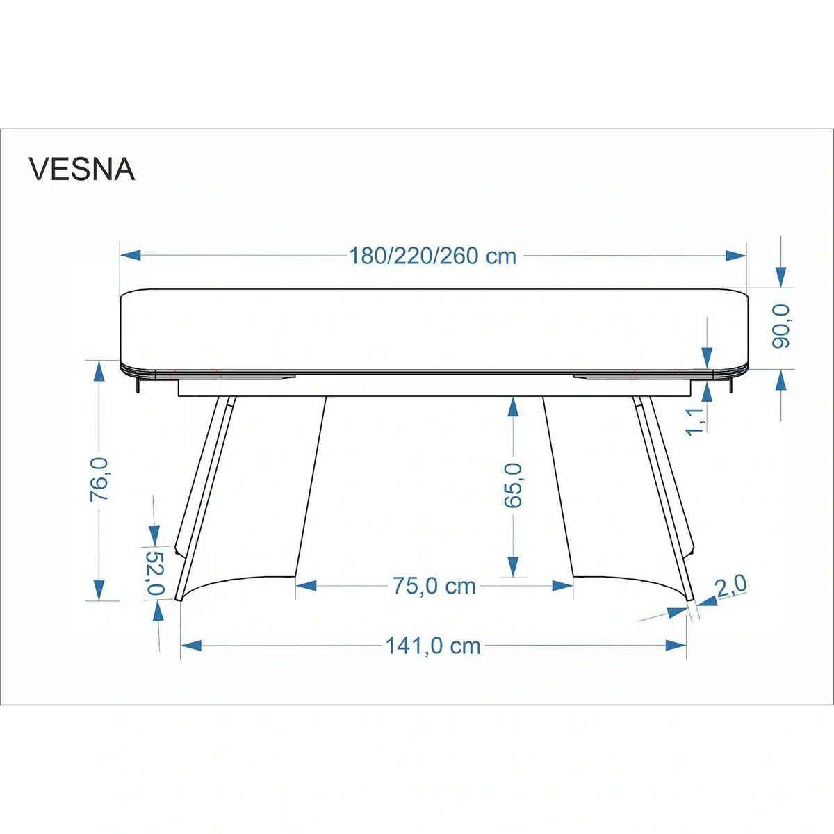 Masă dining Vesna, detaliu