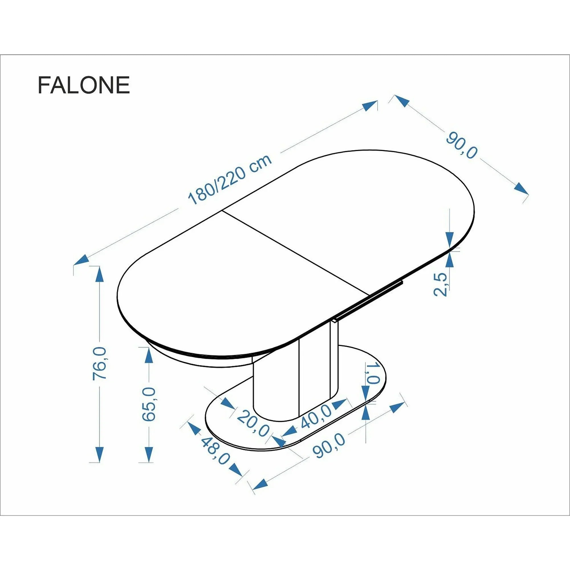 Masa extensibila FALONE, vedere 3