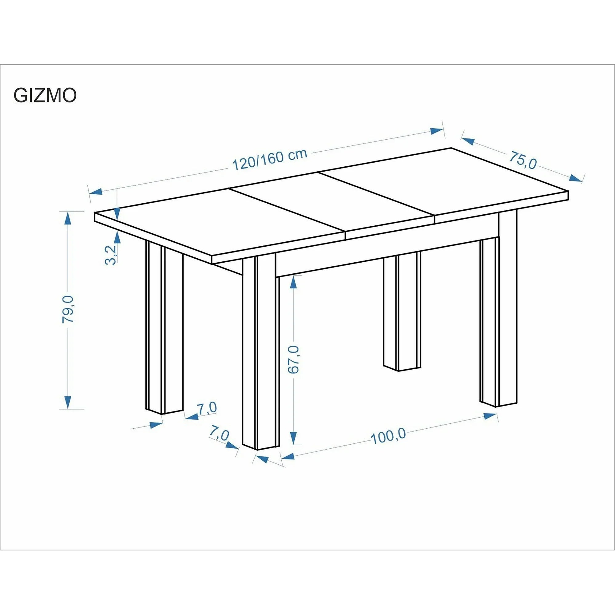 Masa extensibila GIZMO, stejar artisan/negru