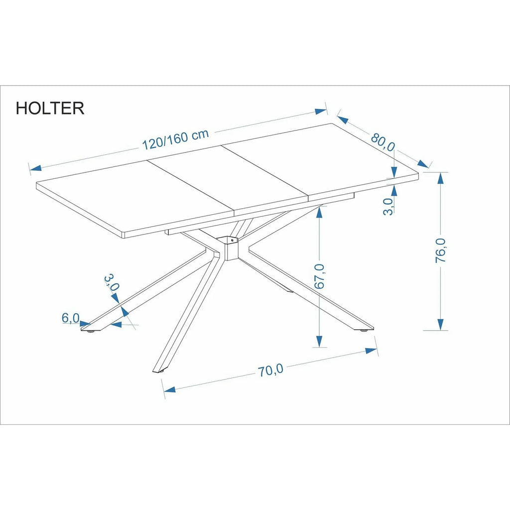 Masa extensibila HOLTER, stejar auriu/negru