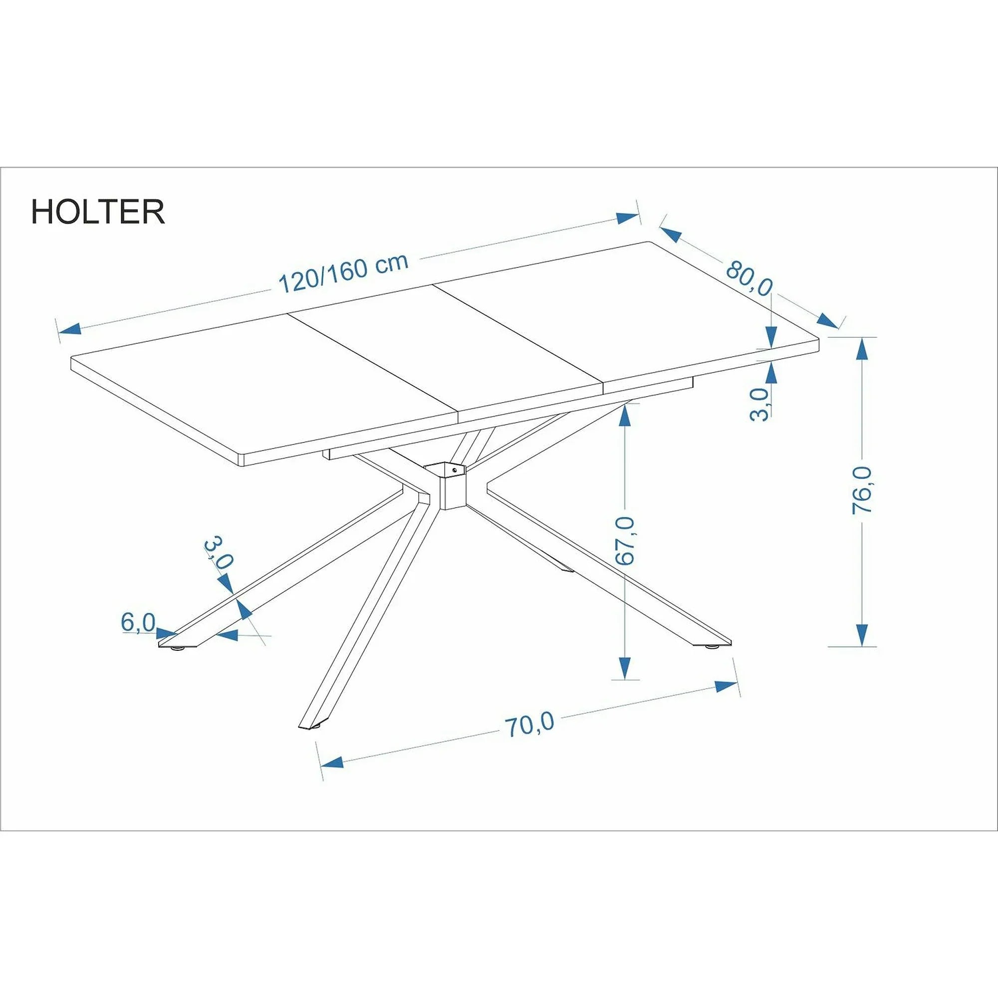 Masa extensibila HOLTER, stejar auriu/negru