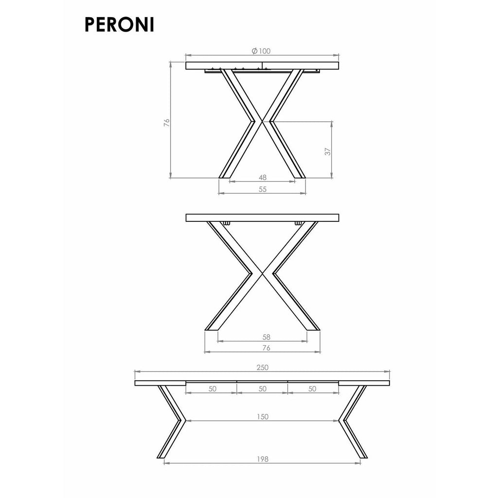 Masa extensibila PERONI, stejar/casmir