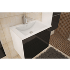 Comoda MASON, alb / negru lucios