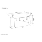 Măsuță de cafea Adoro A – schiță cu dimensiuni