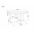 Măsuță de cafea Alma – schiță cu dimensiuni