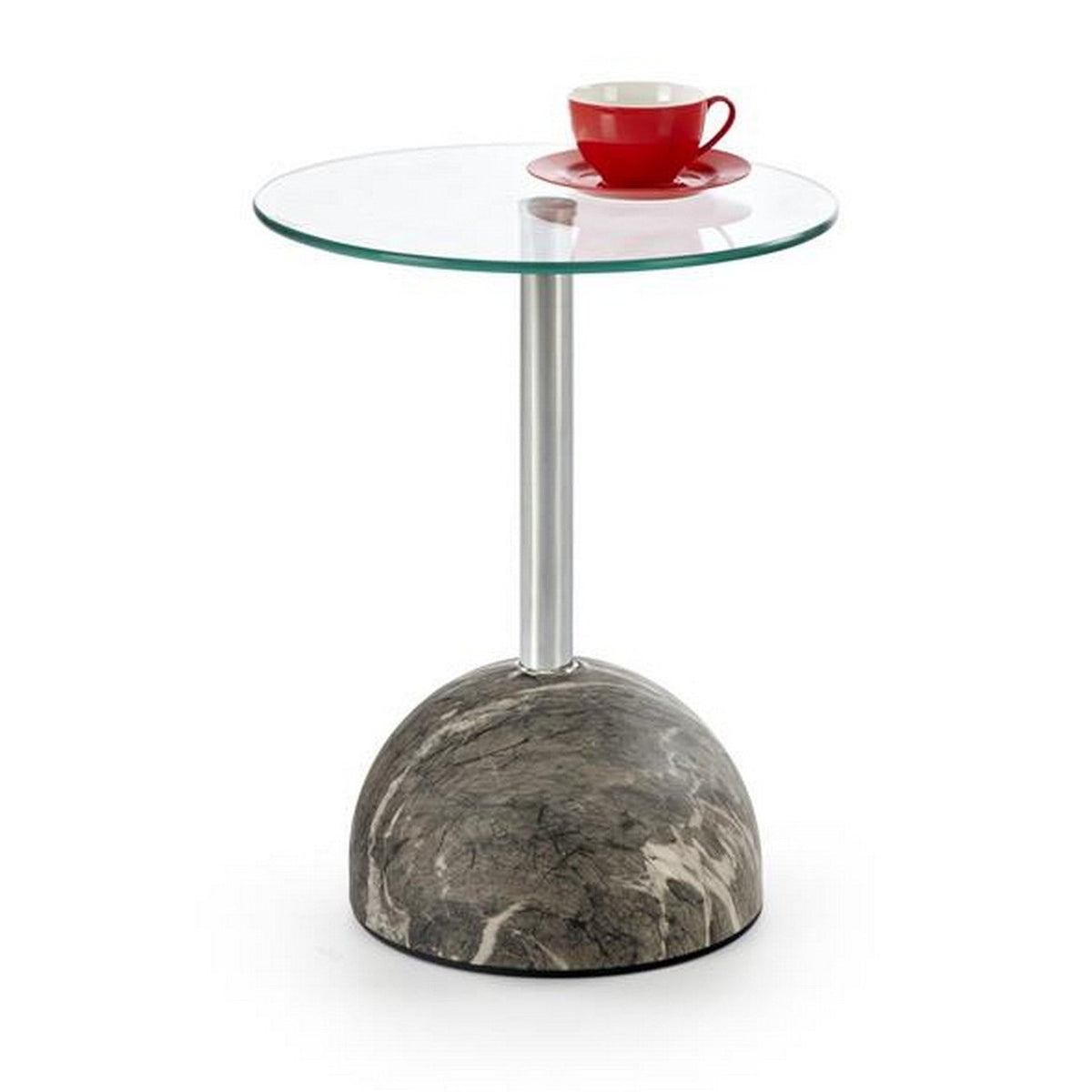 Măsuță de cafea Ariana, transparent, gri și alb, vedere din față
