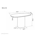 Măsuță de cafea Bello B – schiță cu dimensiuni