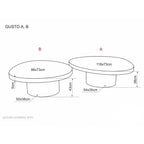 Măsuță de cafea Gusto B – schiță cu dimensiuni