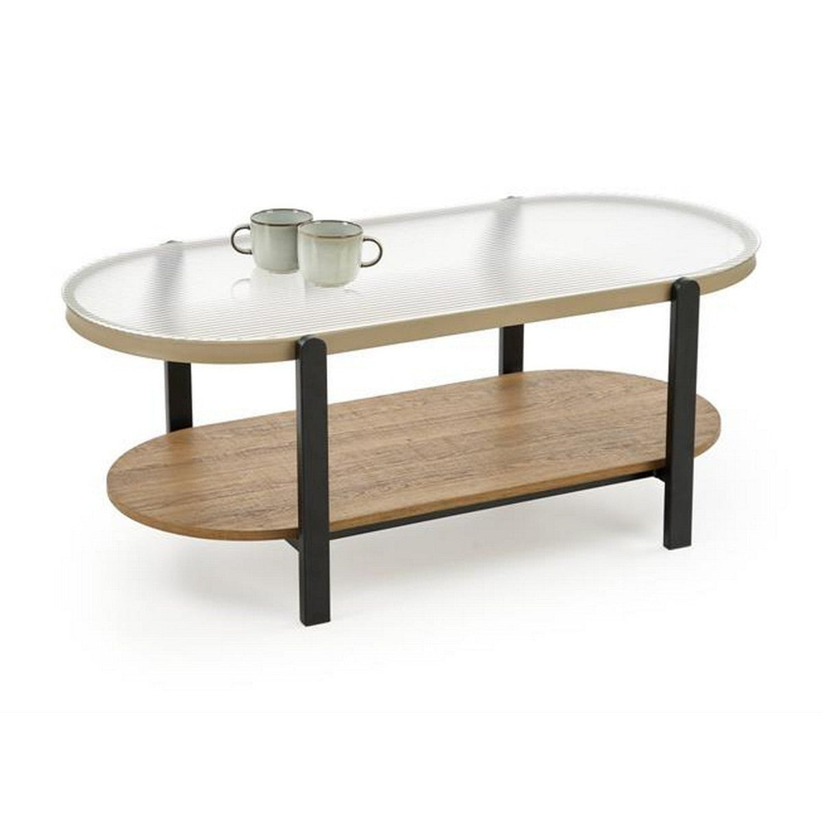 Măsuță de cafea Kamala, transparent și negru, vedere din față