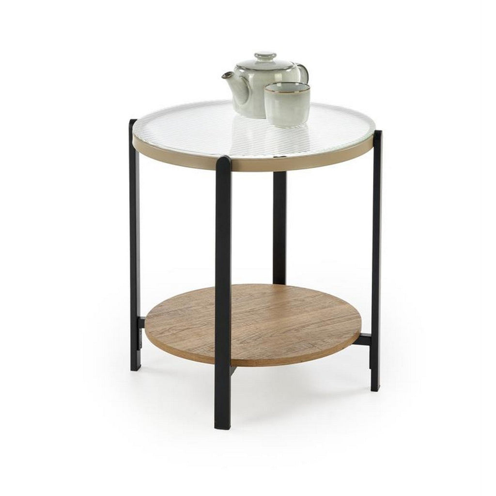 Măsuță de cafea Kamala S, transparent și negru, vedere din față