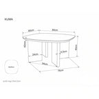 Măsuță de cafea Kuma – schiță cu dimensiuni