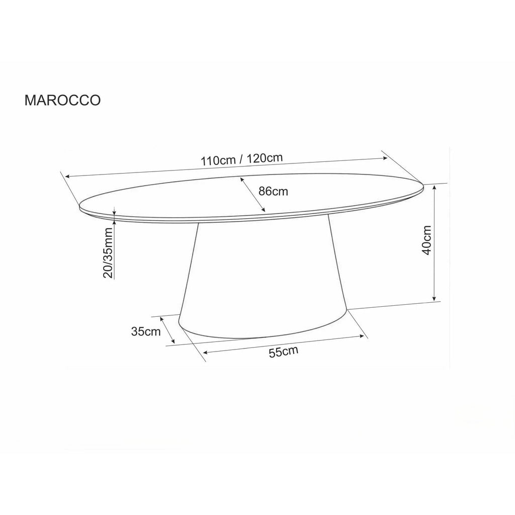 Măsuță de cafea Marocco – schiță cu dimensiuni