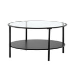 Măsuță de cafea Parlan, negru și transparent, vedere din față