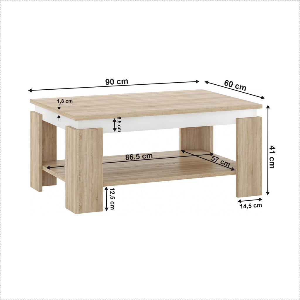 Măsuță de cafea Piani – schiță cu dimensiuni