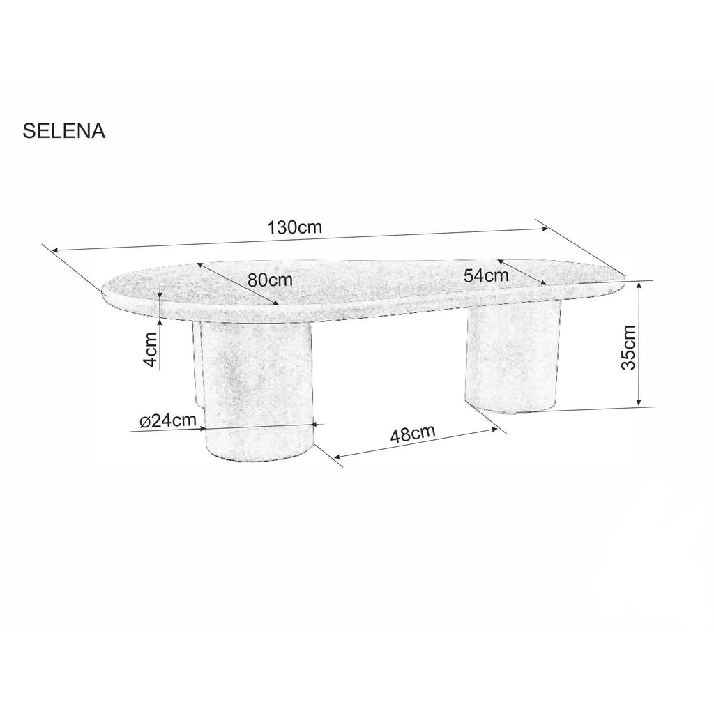 Măsuță de cafea Selena – schiță cu dimensiuni