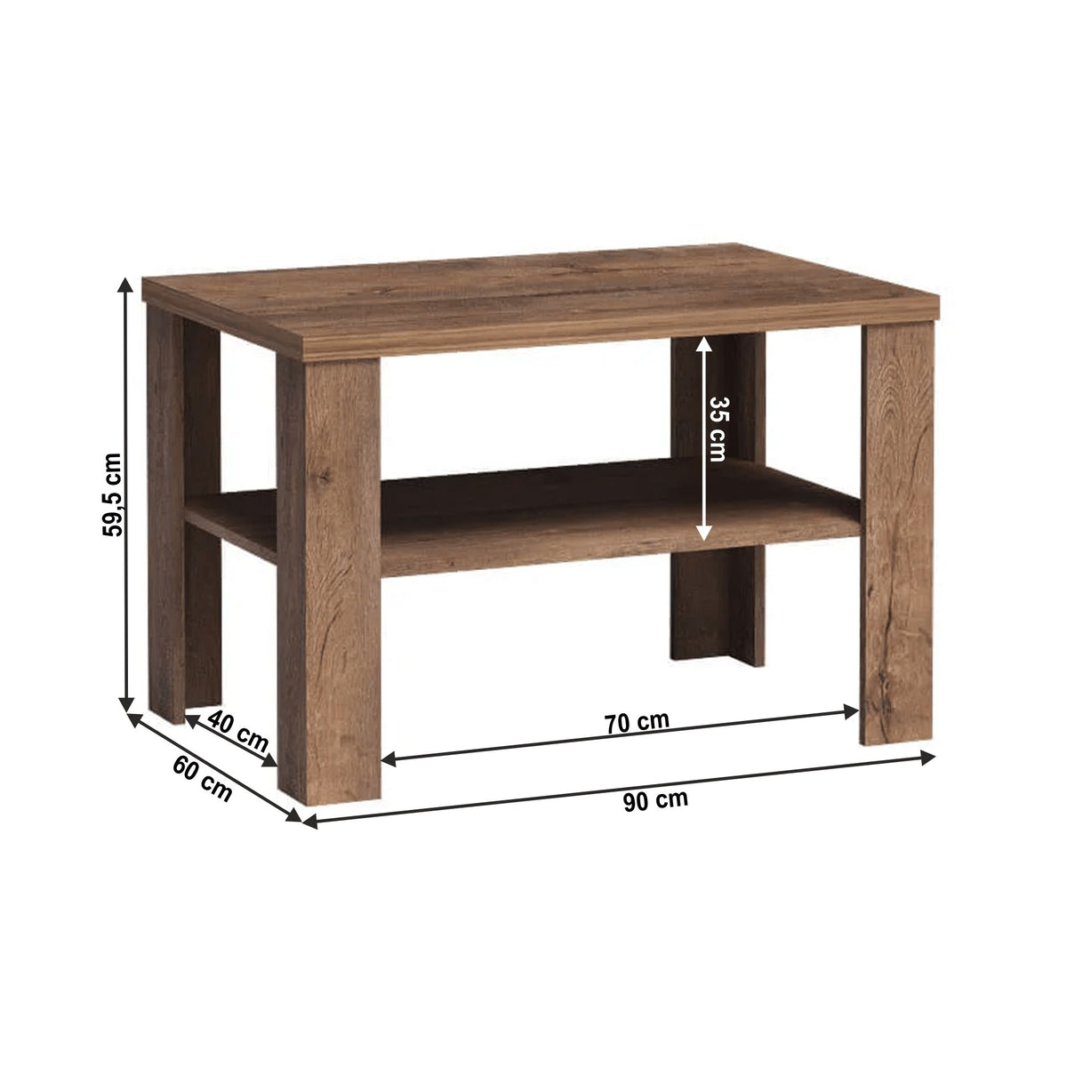 Măsuță de cafea Tedy – schiță cu dimensiuni