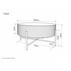 Măsuță de cafea Tuca – schiță cu dimensiuni