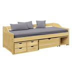 Pat cu spatiu de depozitare MAXI NEW, natural, lemn masiv