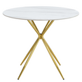 Masa de bucatarie MEKNER, marmura alba/gold crom aurie, diametru 90 cm