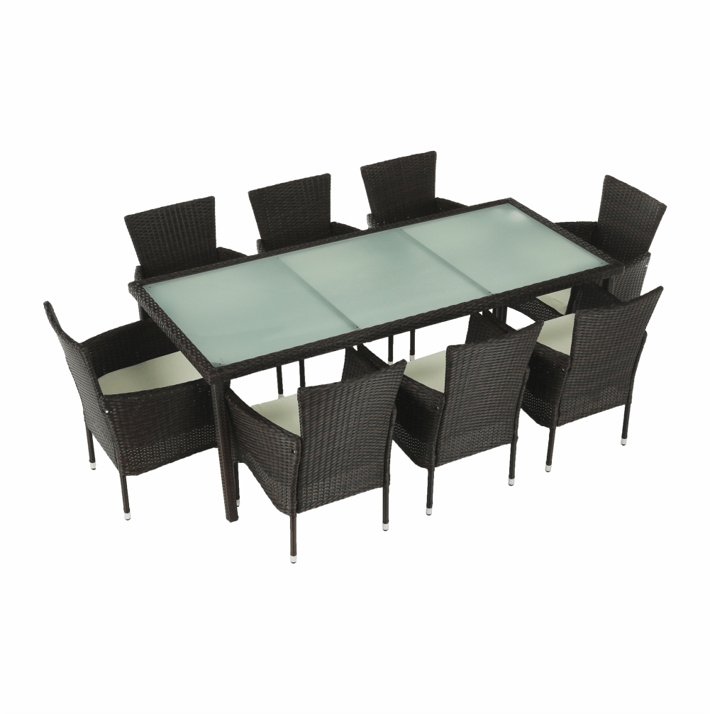 Set de gradina din 9 piese MENIBOR, maro/bej