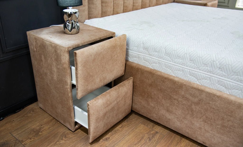 Pat, Tapitat Klaus 2, bej inchis/somiera metal, 160x200
