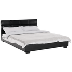 Pat matrimonial cu somiera MIKEL, piele eco neagra