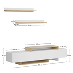 Mobilier de perete living MILONA, alb/stejar artisan