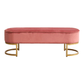 Banca de design MIRILA NEW, tesatura de catifea roz/crom auriu