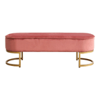Banca de design MIRILA NEW, tesatura de catifea roz/crom auriu