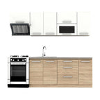 Mobilă bucătărie Nova, maro și alb, vedere din față