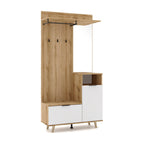 Mobilier hol Nodri, maro și alb, vedere din față