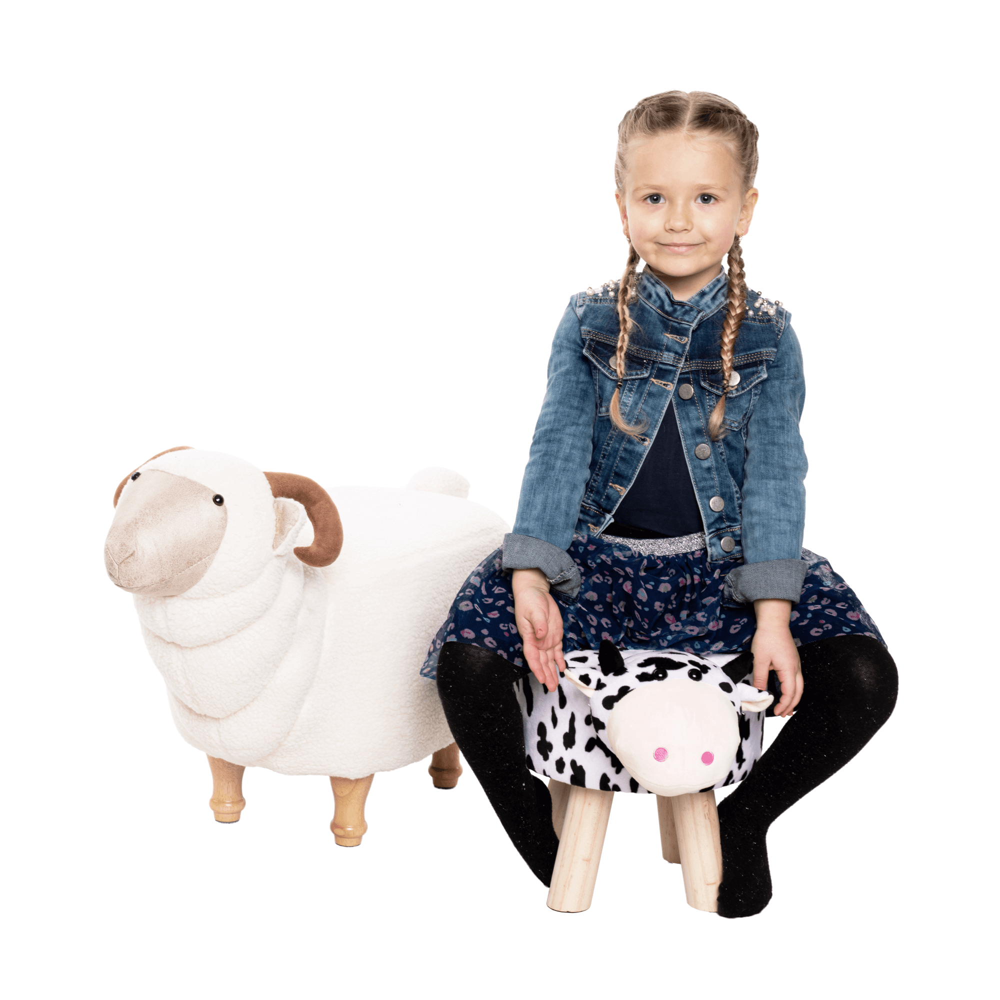 Taburet MOLLY, alb / negru / natural