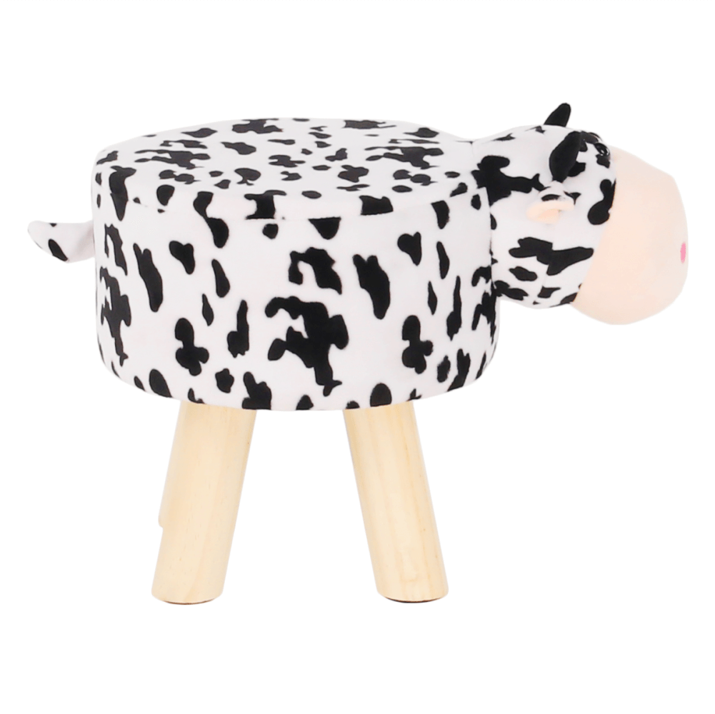 Taburet MOLLY, alb / negru / natural