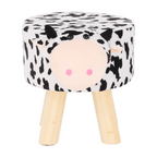 Taburet MOLLY, alb / negru / natural